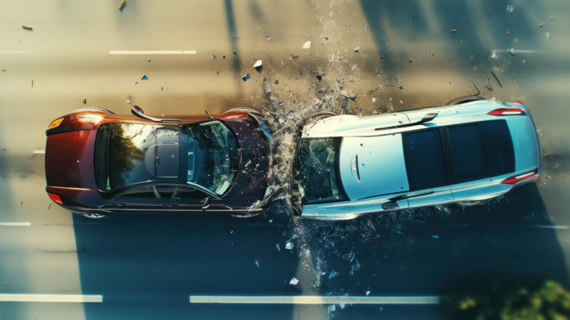 Accidente de tráfico - choque frontal de dos coches